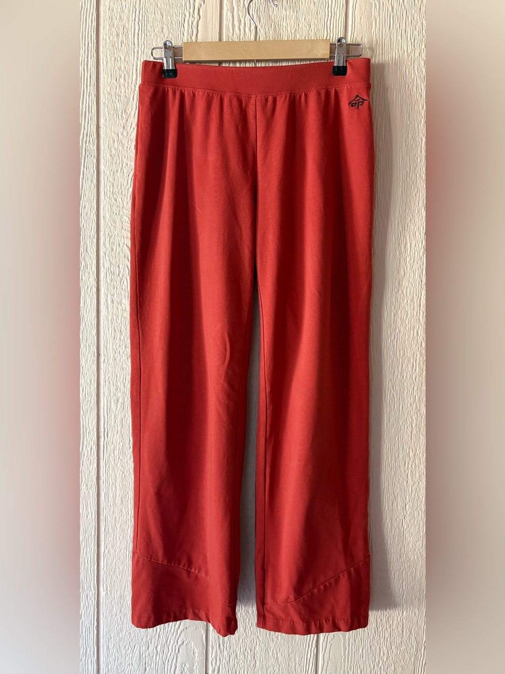 ACACIA Lounge Pants Burnt Orange Straight Leg Ankle Panel Accent Size S